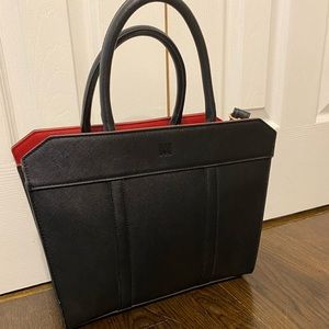 Boxy purse with red lining